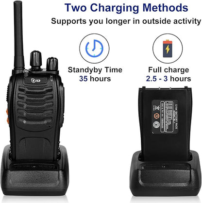 TIDRADIO TD-V2 Walkie Talkies for Adults Long Range, Rechargeable Two Way Radio Earpiece with MIC,16 Channels Handheld Walkie-Walkie(2 Pack, Black)