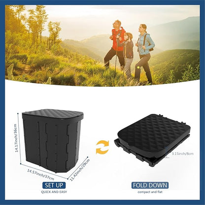 Portable Camping Toilet for Adults - Hapoon XL Portable Folding Toilet with Lid,Travel Portable Potty for Adults,Porta Potty Car Toilet,12 Toilet bags, 12 pack Liquid Waste Gel,Black