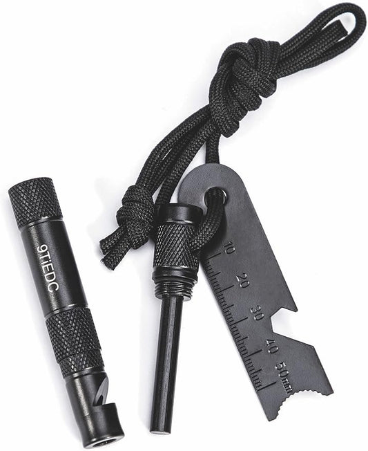 Flint Fire Starter with Whistle,Thick Ferro Rod with Striker and Paracord Wrist Lanyard,Emergency Survival Kits,for Your Camping, Hiking and Backpacking Gear