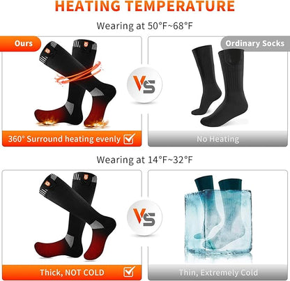 Heated Socks for Men Women, MewaMaA Battery Heated Socks Rechargeable Washable, Electric Socks Foot Warmer for Hiking Biking Camping Skiing Hunting Outdoor Work, Heating Socks Warm Socks