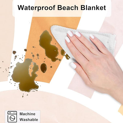 Beach Blanket Sandproof, Beach Mat Sand Free Waterproof, Large & Compact Picnic Blankets for 2-4 Adult, Lightweight Quick Drying Polyester Outdoor Blanket, Beach Essentials Must Have Accesorries
