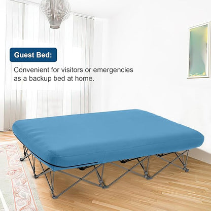 KAMPKEEPER Camping Cot,Folding Camping Bed with Inflatable Air Mattress and Carry Bag,for Outdoor Travel Camp Beach Vacation,(not Included The Airpump)