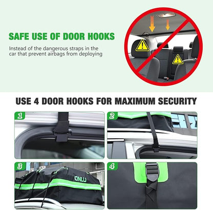 Rooftop Cargo Carrier Bag 20 Cubic Feet Soft-Shell Waterproof Car Roof Luggage Bag Rooftop Cargo Bag with Anti-Slip Mat + 8Reinforced Straps + 4Door Hooks Suitable for All Vehicle with/Without Racks