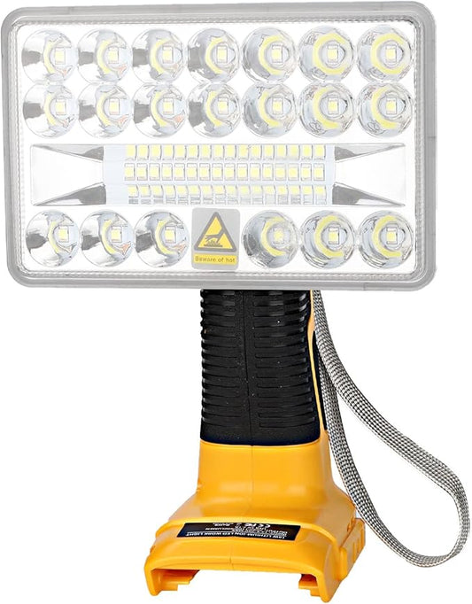 YEX-BUR 2000LM LED Work Light for Dewalt 20V Battery, 18W LED Floodlight Flashlight with USB-A Fast Charging Port for Jobsite, Car Repairing, Camping, Emergency