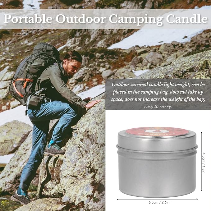 Emergency Candle, 24 Hours Waterproof Camping Outdoor Survival Candle with Floral and Honey Smells Beeswax Wax Camping Candle for Emergency, Camping, Hiking,