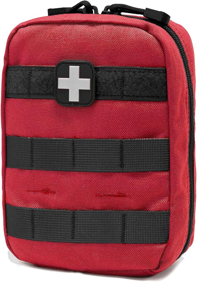 Carlebben EMT Pouch MOLLE Ifak Pouch Tactical MOLLE Medical First Aid Kit Utility Pouch (with Medical Supplies Red)