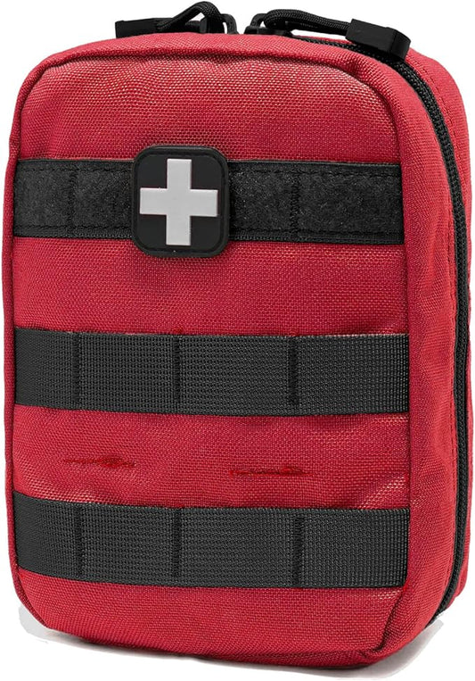 Carlebben EMT Pouch MOLLE Ifak Pouch Tactical MOLLE Medical First Aid Kit Utility Pouch (with Medical Supplies Red)