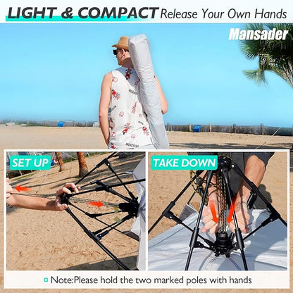 Beach Tent Pop Up Shade, Instant Beach Tents Sun Shelter with UPF 50+ UV Protection, Lightweight & Easy Setup Tent 2-6 Person