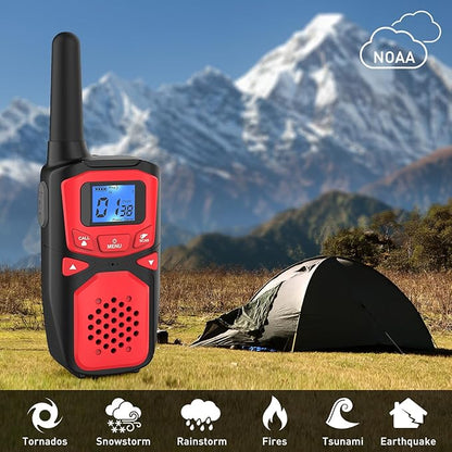 Adult Walkie Talkies Long Range Rechargeable Portable Two-Way Walkie Talkie, Camping Gear, SOS Sirens, NOAA Weather Alarms, Kid's Toys, Easy-to-Use Rechargeable Walkie Talkies,4 Packs