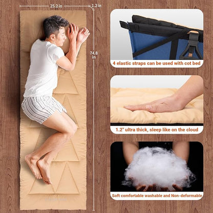 KingCamp Cot Pad Topper for Camping, Soft Warm Non-Slip Cot Mattress, Comfortable Lightweight Sleeping Mat for Outdoor & Indoor, Picnic, Hiking, Backpacking, Yoga