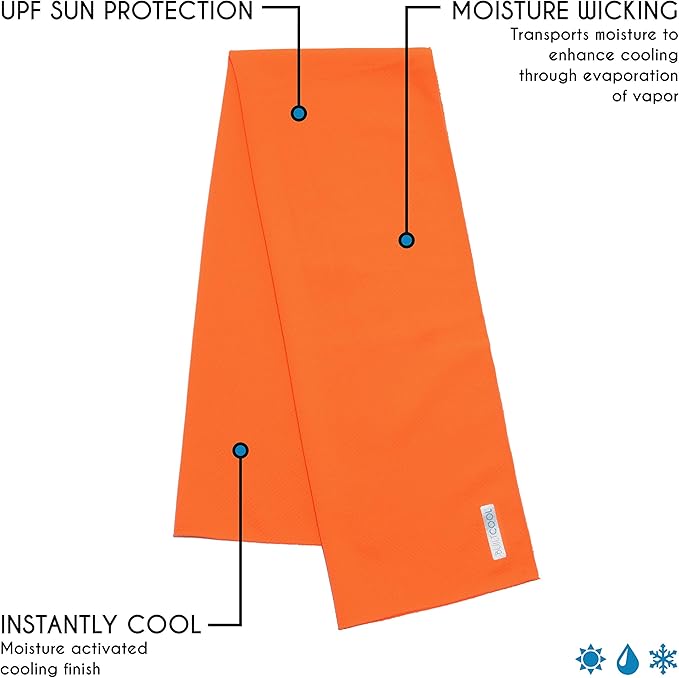 BUILTCOOL Adult Cooling Towel - Men & Women Chilly, Lightweight, Soft, Neck and Face Cooling Towel for Sport, Camping, Hunting, One Size, Blaze, 1 Pack