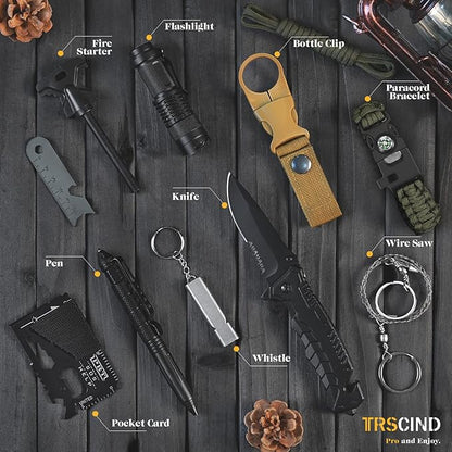 Gifts for Men Dad Husband Him, Christmas Stocking Stuffers Birthday Gifts Idea for Boyfriend Man, Survival Kit 14 in 1, Survival Gear and Equipment, Fishing Hunting Camping Accessories, Cool Gadgets