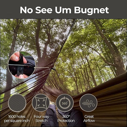 onewind Hammock Mosquito Net, Camping Hammock Bug Net with Zipper No See Um Mesh Lightweight Camping Bugnet with Floor for 11ft 12ft Hammock for Hiking Backpacking with Furry Friends