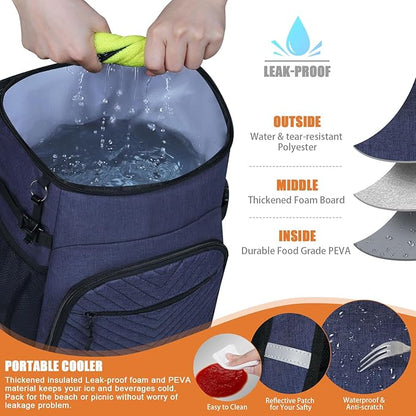 Cooler Backpack Insulated Leakproof Waterproof Backpack Cooler Bag 30/45 Cans, Large Capacity Lightweight Travel Camping Beach Backpack Cooler Ice Chest for Men and Women