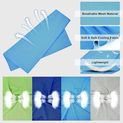 Cooling Towel,Vofler [4 Pack] Cool Towels Microfiber Chilly Ice Cold Head Band Bandana Neck Wrap (40"x 12") for Athlete Men Women Youth Kids Dogs Yoga Outdoor Golf Running Hiking Sports Camping Travel