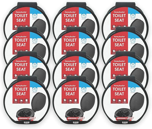 [12 Pack] Emergency Zone Honey Bucket Style Toilet Seat for 5 Gallon Bucket | Portable Toilet for Camping, Hiking, Boating, or Emergencies for When Nature Calls