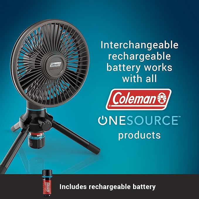 Coleman OneSource Rechargeable Outdoor Camping Gear: Camp Shower, Cordless Vacuum, Fan, Speaker, & Air Pump Options with Included Rechargeable Battery