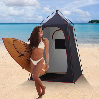 Camping Shower Tent, Portable Outdoor Privacy Shelter for Showering & Changing, 7.2 FT Easy-Setup Toilet Tent with Floor & UPF 50+, Ideal for Hiking, Fishing, Beach
