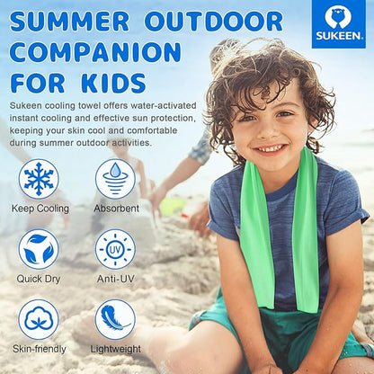 Sukeen Mini Cooling Towel(31 "x9),Kids Cooling Towel,Ice Towel,Soft Breathable Chilly Towel,Microfiber Towel for Boys and Girls Shool,Sport,Running,Camping,Fitness,Parent-Child Activities,ect.
