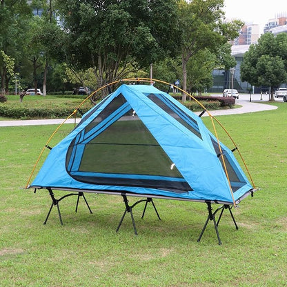 4-in-1 Camping Cot Tent, Foldable Elevated Tent Set for 1 Person to Use, Elevated Camping Bed Tent for Outdoor Hiking, Camping