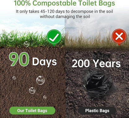 Portable Toilet Replacement Bags, 25 Count 8 Gallon 1.5 Mil Super Thickened Compostable Trash Bags, 30 Liter Camping Toilet Bags for Travel Outdoors, Boating, Emergency Toilet Bag for Car