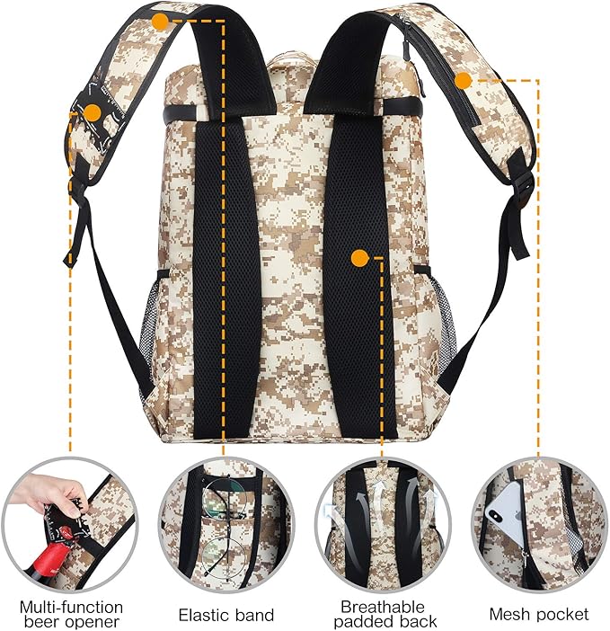 SEEHONOR Insulated Cooler Backpack Leakproof Soft Cooler Bag Lightweight Backpack with Cooler for Lunch Picnic Hiking Camping Beach Park Day Trips 45 Cans