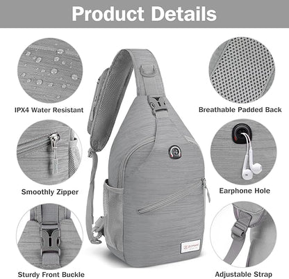 ZOMAKE Sling Bag for Women Men, Small Crossbody Sling Backpack, Mini Water Resistant Shoulder Daypack for Travel, Anti Thief Chest Bag for Hiking, Sports(Stripe)