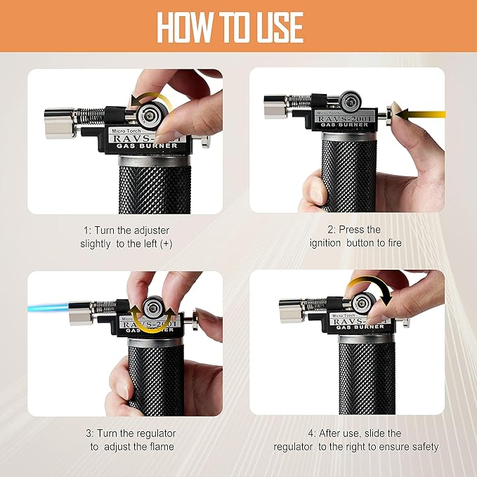 ravs Butane Torch Lighter, DUAL Flame Mode Kitchen Torch Cooking Torches, Blow Torch lighters butane refillable, Micro Torch Mini Torch for heat shrink tubing, Soldering Torch (Butane is Not Included)