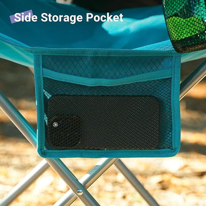 Camping Chairs Lawn Portable Foldable Camp Folding Lightweight Chair for Adults with Drink Holder and Cooler Pouch Outdoor for Camping, Lawn, Sports, Picnic, Beach, Music Festival, Blue