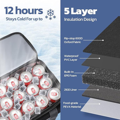 Maelstrom Soft Cooler Bag,Collapsible Soft Sided Cooler,24/30/60/75 Cans Beach Cooler,Ice Chest,Large Leakproof Camping Cooler,Portable Travel Cooler for Grocery Shopping,Camping,Road Trips