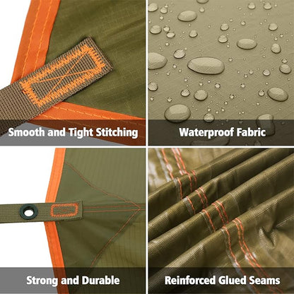 FREE SOLDIER Waterproof Portable Multifunctional Outdoor Camping Traveling Awning Backpacking Tarp Shelter for Rain (Brown)