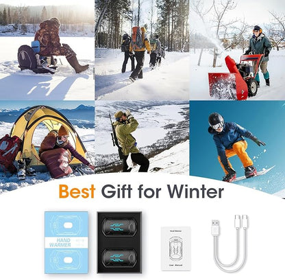Hand Warmers Rechargeable 2 Pack 20Hrs Long Heating Pocket Size Electric Handwarmers, Portable USB Hand Warmer Heater Therapy Great Gift for Christmas Outdoors, Hunting, Golf, Camping Men Women