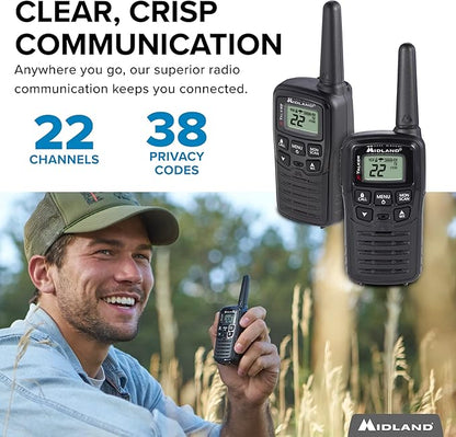Midland® T10 X-TALKER Two-Way Radios - 22 Channel- Extended Range Walkie-Talkies, 38 Privacy Codes - Best Kids Camping Radio - 2 Pack