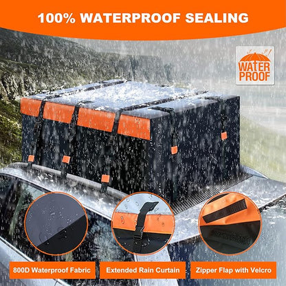 MeeFar Rooftop Cargo Carrier Car Roof Bag 20 Cubic Feet 100% Waterproof Car Top Carrier, Fits All Vehicle with/Without Rack,Include Anti-Slip Mat,10 Reinforced Straps,6 Door Hooks,Luggage Lock