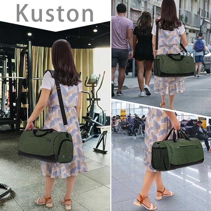 Kuston Sports Small Gym Bag for Men and Women Travel Duffel Bag Workout Bag with Shoes Compartment&Wet Pocket
