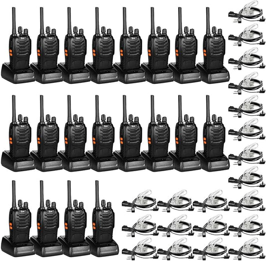 TIDRADIO TD-V2 Walkie Talkies for Adults with Earpiece 2 Way Radios Walkie Talkies Long Range with Flashilght Two Way Radio Rechargeable for Business or Family (20 Pack)