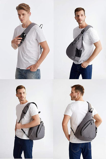Water-Proof Sling bag/Crossbody Backpack/Shoulder Bag with USB Charging Port for Travel, Hiking, Cycling, Camping
