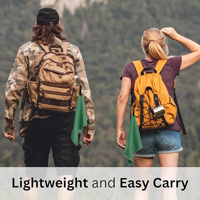 Backpacking Ultralight Quick Dry Microfiber Soft Fast Drying Hand and Face Towel Wash Cloth Camping Yoga Hiking Active Lifestyle Small (Green)