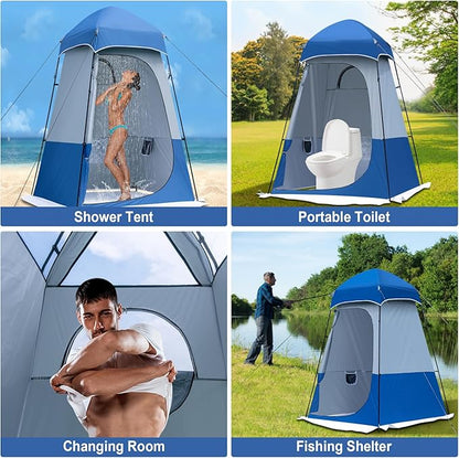 Camping Shower Tent, 7.9 FT Extra Tall Oversize Privacy Tent, Portable Outdoor Bathroom Toilet Tent with Floor, Easy Set Up Privacy Shelter for Dressing, Hiking, Fishing, UPF50+
