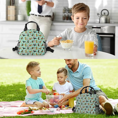 Cute Lunch Bag Kids,Dachshund Gift Insulated Lunch Box for Kids Small Dog Lunch Totebag Reusable Leakproof Lunch Bag With Shoulder Strap for Girls Boys School Work Picnic