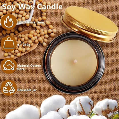 Jeffbaubl 6 Pack Candles for Home Scented,Scented Candles Gifts for Women,Aromatherapy Candles,3.5 OZ Amber Jar Candles,Long Lasting Candles,Candles Gift Set for Birthday Valentine Present