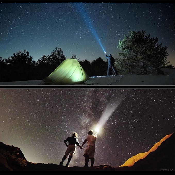 BIGSUN Rechargeable Flashlights High Lumens 6000 Spotlight Led Flashlight Strong Waterproof Handheld Flash Light , for Home Safety, Camping, Boat, Hunting,Hiking,Emergencieses(382-khaki)