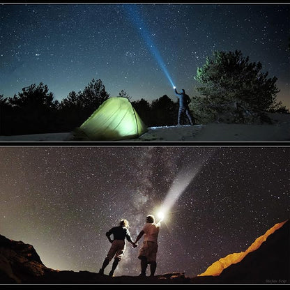 BIGSUN Rechargeable Flashlights High Lumens 6000 Spotlight Led Flashlight Strong Waterproof Handheld Flash Light , for Home Safety, Camping, Boat, Hunting,Hiking,Emergencieses(382-khaki)