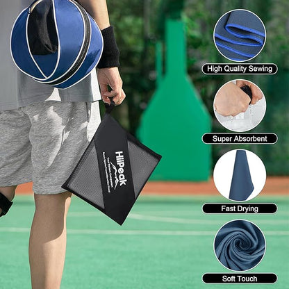 Hiipeak Microfiber Towel, 2 Pack Quick Dry Towel Travel Camping Towel Super Absorbent & Lightweight for Camping, Beach, Sports, Gym, Backpacking, Hiking and Yoga NavyBlue & LightGray, 63*32" + 32*16"