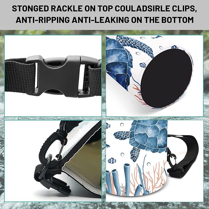 Waterproof Dry Bag,Roll Top Sea Turtle Coral Starfish Waterproof Backpack 5L/10L/20L Floating and Lightweight Bags for Kayaking, Boating, Fishing, Swimming and Camping with Waterproof Phone Case
