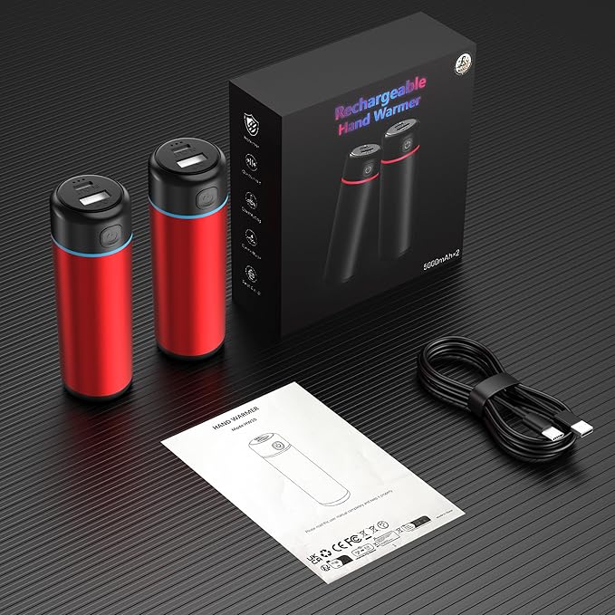Rechargeable Hand Warmers, Electric Portable Hand Warmer, Split USB-C, Cool Cute Stuff Gadgets, Camping/Travel Essentials & Stocking Stuffers Gifts