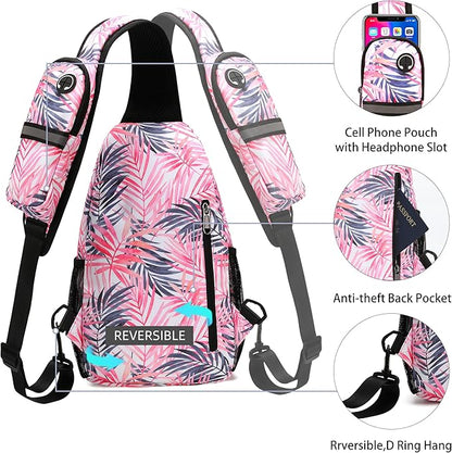 Sling Backpack Crossbody Sling Bag for Women Men Multipurpose Travel Essentials Hiking Chest Bag Daypack