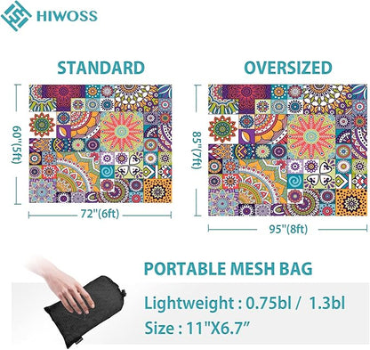 Beach Blanket Waterproof Sandproof Oversized 95”x 80”,Sand Free Beach Mat with Corner Pockets,Portable Mesh Bag for Beach Festival,Picnic,Travel and Outdoor Camping (Moroccan Myst)