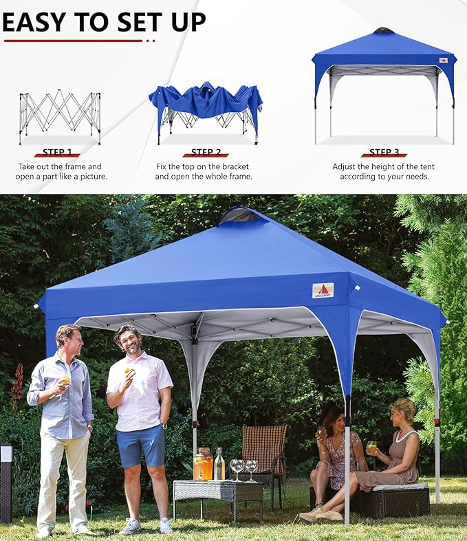 ABCCANOPY Outdoor Pop up Canopy Tent, 10x10 Instant Portable Canopy for Camping, Beach, Backyard (Royal Blue)