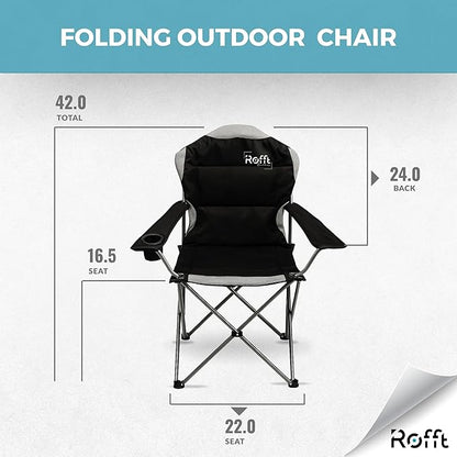 Camping Folding Chairs | Heavy Duty | Supports 250 LBS | Steel Frame | Collapsible with Cup Holder | High Back | 21" D x 36" W x 42" H